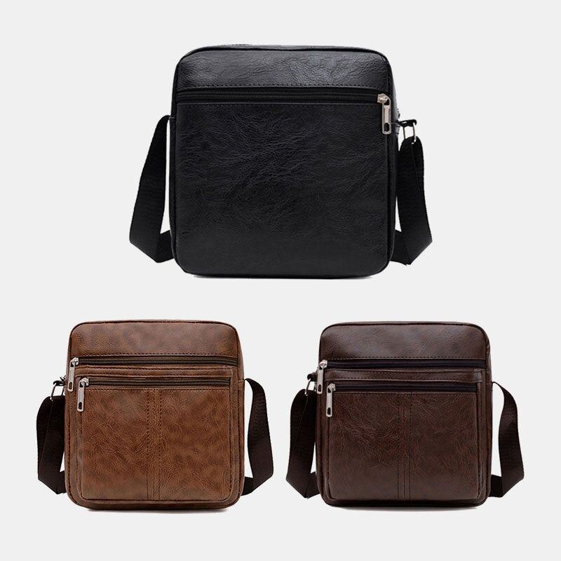 Herre Imiteret Læder Casual Multi-lags Business Crossbody-taske Med Stor Kapacitet