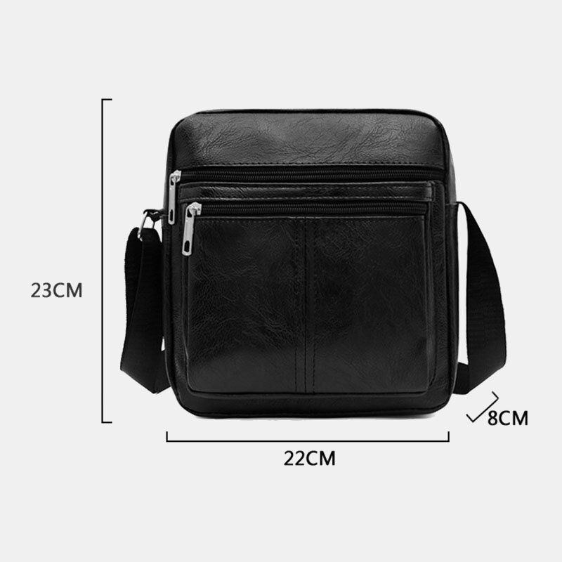 Herre Imiteret Læder Casual Multi-lags Business Crossbody-taske Med Stor Kapacitet