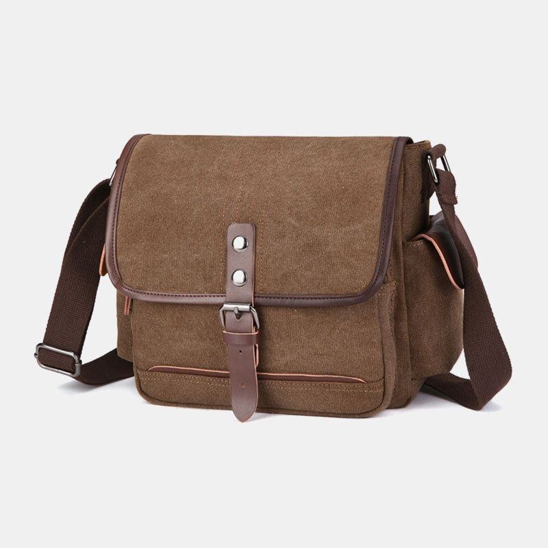 Herre Lærred Med Stor Kapacitet Vandtæt Vintage Bærbar Messenger Taske Skuldertaske Crossbody Taske