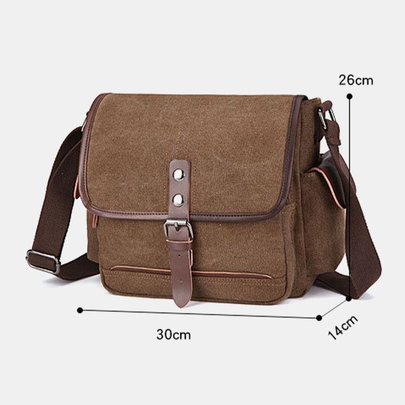 Herre Lærred Med Stor Kapacitet Vandtæt Vintage Bærbar Messenger Taske Skuldertaske Crossbody Taske