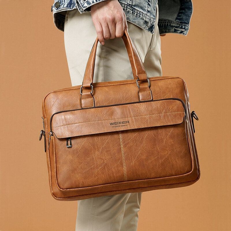 Herre Large Capacity Vintage 13 Tommer Computertaske Messenger Bag Crossbody Tasker Skuldertaske Briefcase