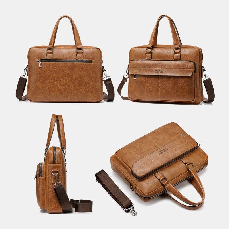 Herre Large Capacity Vintage 13 Tommer Computertaske Messenger Bag Crossbody Tasker Skuldertaske Briefcase