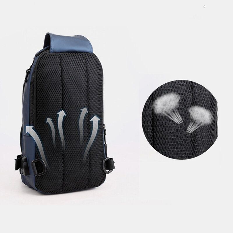 Herre Mode Letvægts Multifunktionel Crossbody-taske Skuldertaske Brysttaske Rygsæk Med Usb-opladningsport