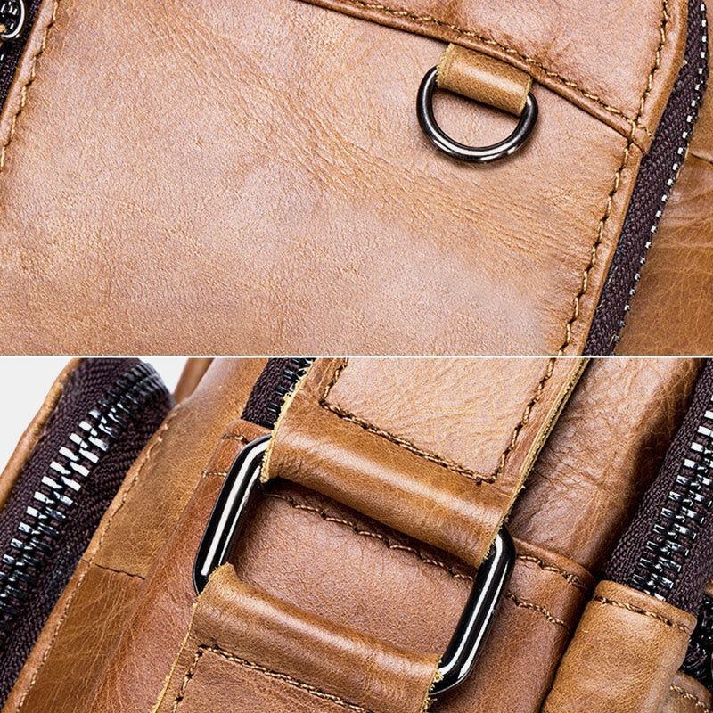 Herre Multi-lomme Ægte Læder Crossbody Tasker Ryg Tyverisikre Lommedesign Slidfast Messenger Bag Håndtaske Med Stor Kapacitet
