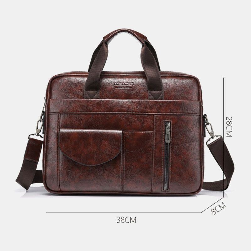 Herre Multi-pocket Anti-tyveri Crossbody Tasker Stor Kapacitet Retro 13.3 Tommer Laptop Messenger Bag Briefcase Skuldertaske