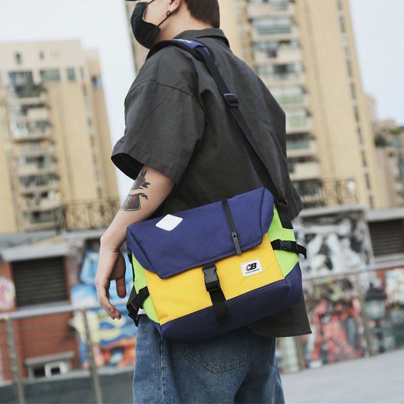 Herre Nylon Medium Kapacitet Kontrast Farve Casual Personality Bag Skuldertaske | skoogtasker.com