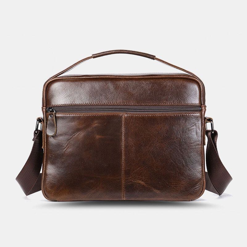 Herre Olievoks Læder Stor Kapacitet Vandtæt Messenger Bag Briefcase Multi-lomme Kohud Crossbody Tasker Skuldertaske