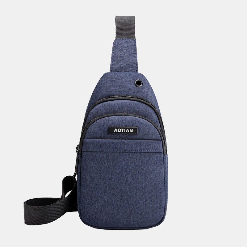 Herre Øretelefon Hul Stor Kapacitet Multi-lomme Vandtæt Crossbody Bag Sling Bag
