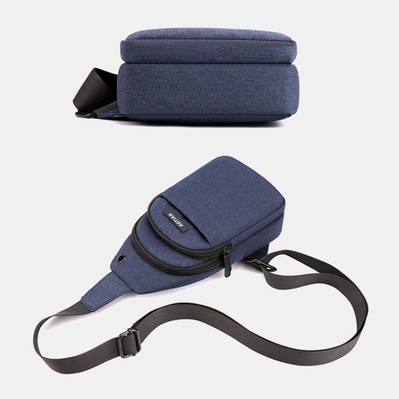Herre Øretelefon Hul Stor Kapacitet Multi-lomme Vandtæt Crossbody Bag Sling Bag
