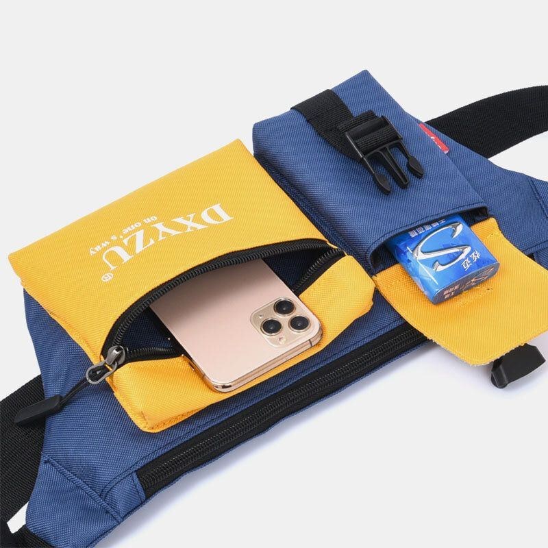 Herre Polyester Patchwork Multi-bære Vandtæt Casual Crossbody Taske Brysttaske Sling Bag