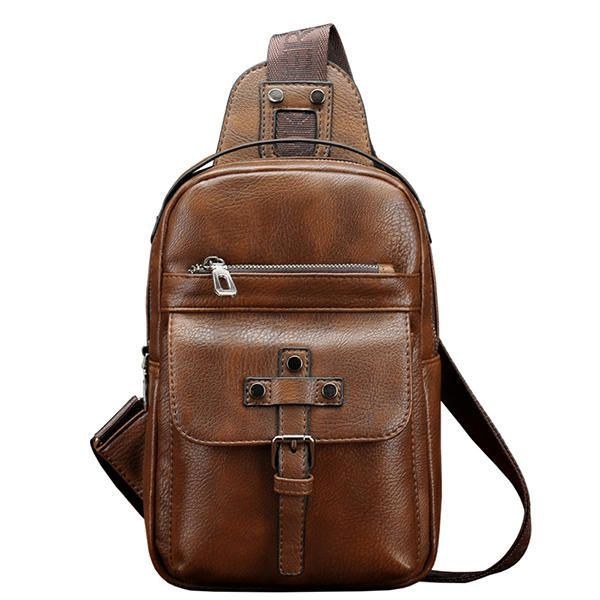 Herre Pu Læder Business Casual Brysttaske Crossbody Skuldertaske Til Fritid