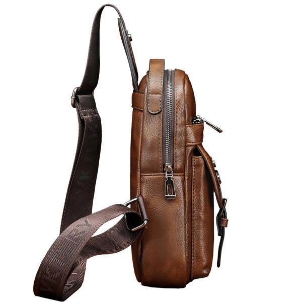 Herre Pu Læder Business Casual Brysttaske Crossbody Skuldertaske Til Fritid