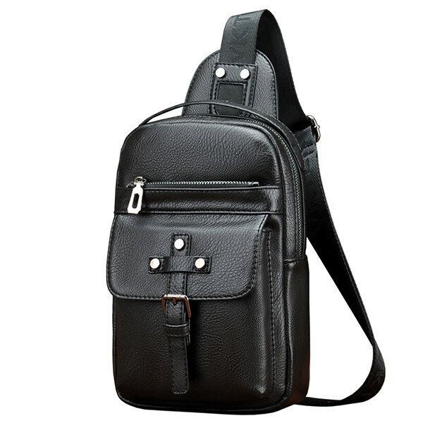 Herre Pu Læder Business Casual Brysttaske Crossbody Skuldertaske Til Fritid