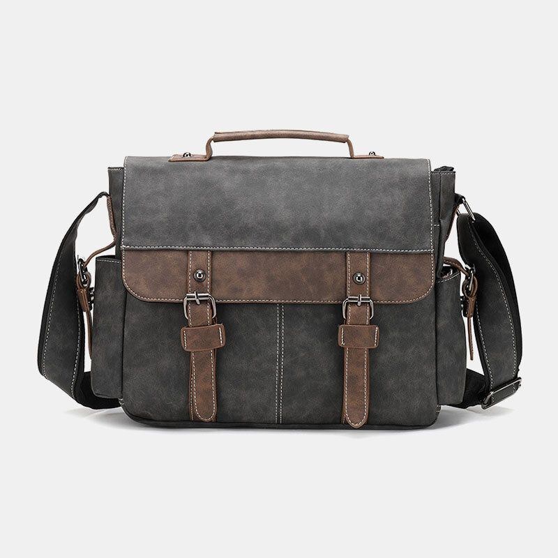 Herre Pu-læder Flap-over Crossbody-tasker Med Stor Kapacitet Casual Fashion Messenger-taske Med Flere Lommer Håndtaske Skuldertaske