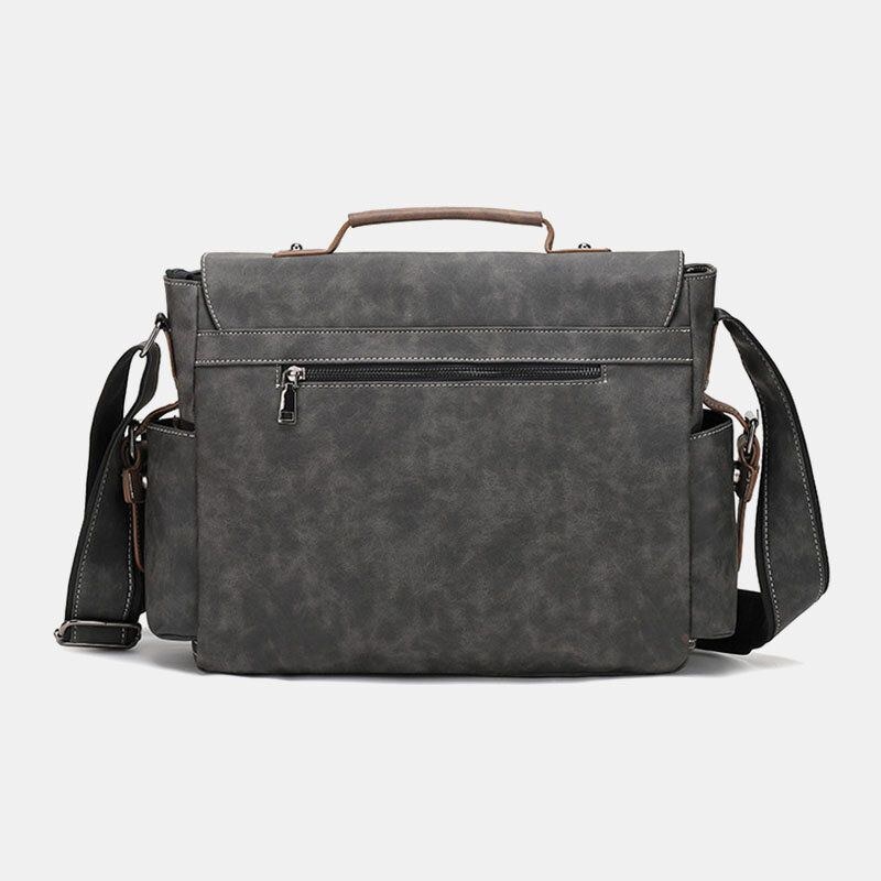 Herre Pu-læder Flap-over Crossbody-tasker Med Stor Kapacitet Casual Fashion Messenger-taske Med Flere Lommer Håndtaske Skuldertaske