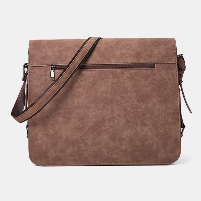 Herre Pu Læder Multifunktion Anti-tyveri Stor Kapacitet Multi-lomme Crossbody Taske Skuldertaske