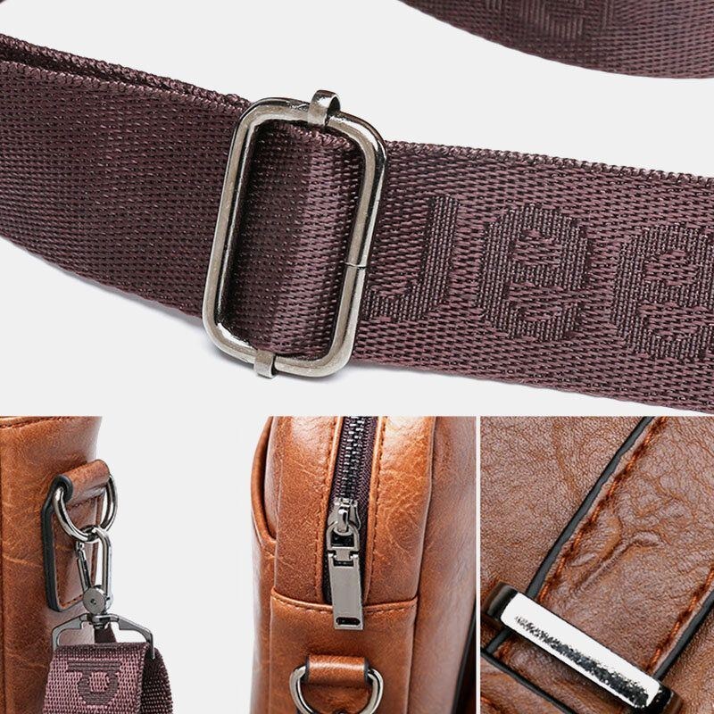 Herre Pu Læder Multifunktion Multi-lomme Vintage Messenger Bag Crossbody Taske Håndtaske Skuldertaske