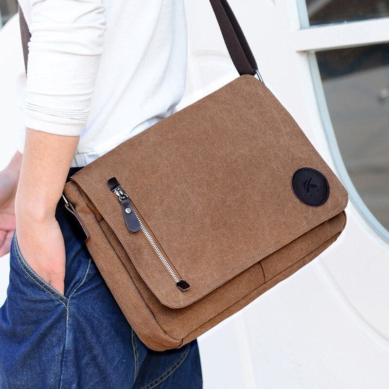 Herre Retro Canvas Multipocket Anti-tyveri Crossbody Skuldertaske Stor Kapacitet Messenger Rejsetaske