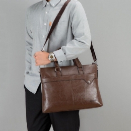 Herre Retro Horisontal Briefcases Messenger Bag Ryg Tyverisikret Lynlåslomme Stor Kapacitet Crossbody-tasker Skuldertaske Håndtaske