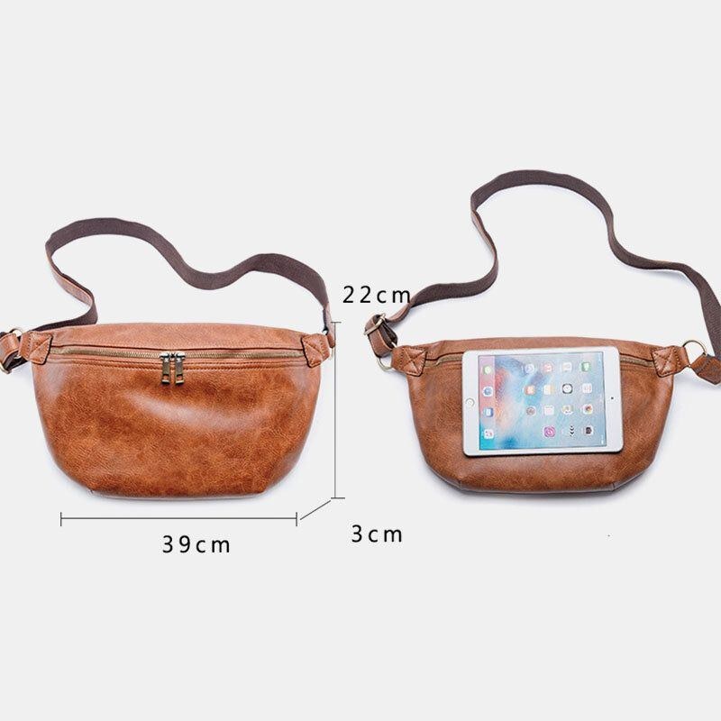 Herre Stor Kapacitet Vandtæt Crossbody Taske Pu Læder Anti-tyveri Afslappet Taljetaske Brysttaske Skuldertaske