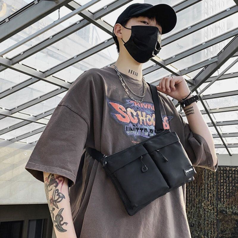 Herre Unisex Dobbelt Frontlomme Med Lynlås Crossbody-tasker Nylon Casual Enkel Slidbestandig Skuldertaske