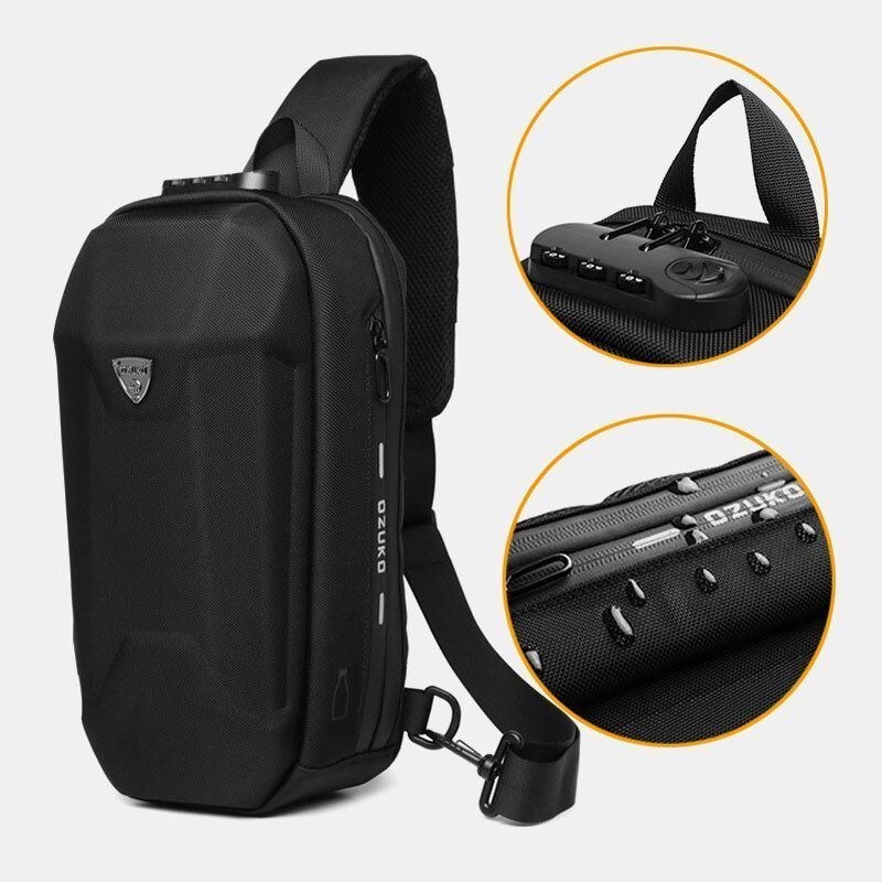 Herre Usb-opladning Multi-pocket Anti-tyveri Vandtæt Udendørs Crossbody Taske Brysttaske Sling Bag