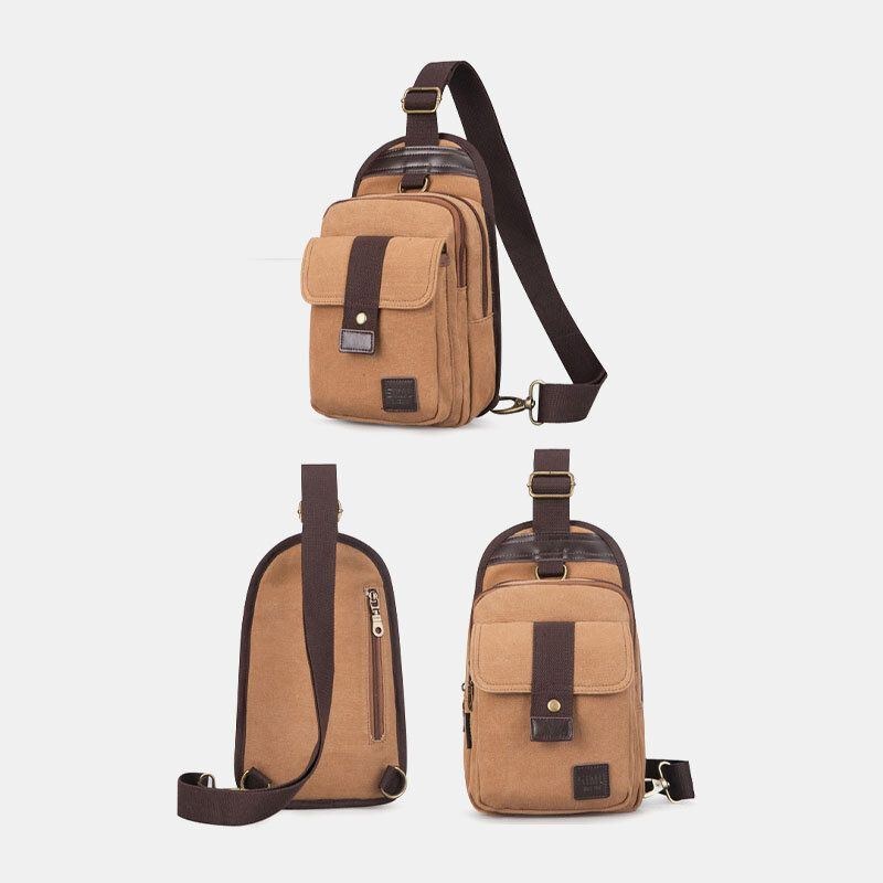 Herre Vinatge Anti-tyveri Canvas Brysttaske Skuldertaske Crossbody Taske