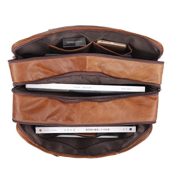 Herre Vintage Ægte Læder Med Stor Kapacitet Business Håndtaske Crossbody Taske