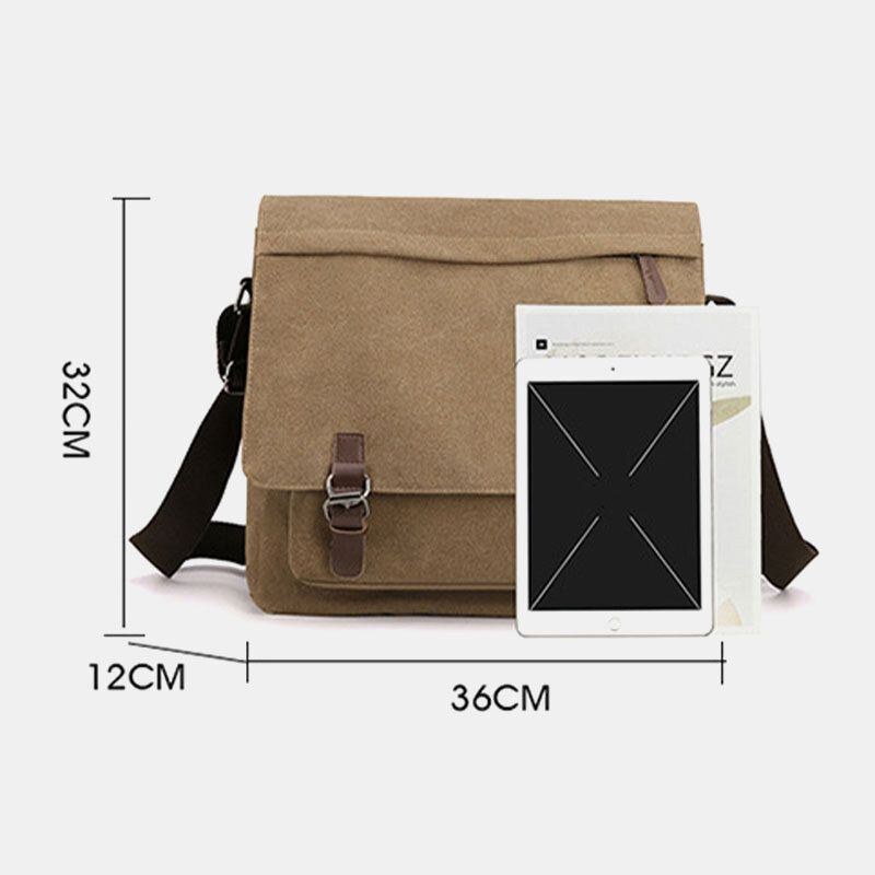 Herre Vintage Canvas Ensfarvet Stor Kapacitet Slidfast Crossbody Bag Skuldertaske