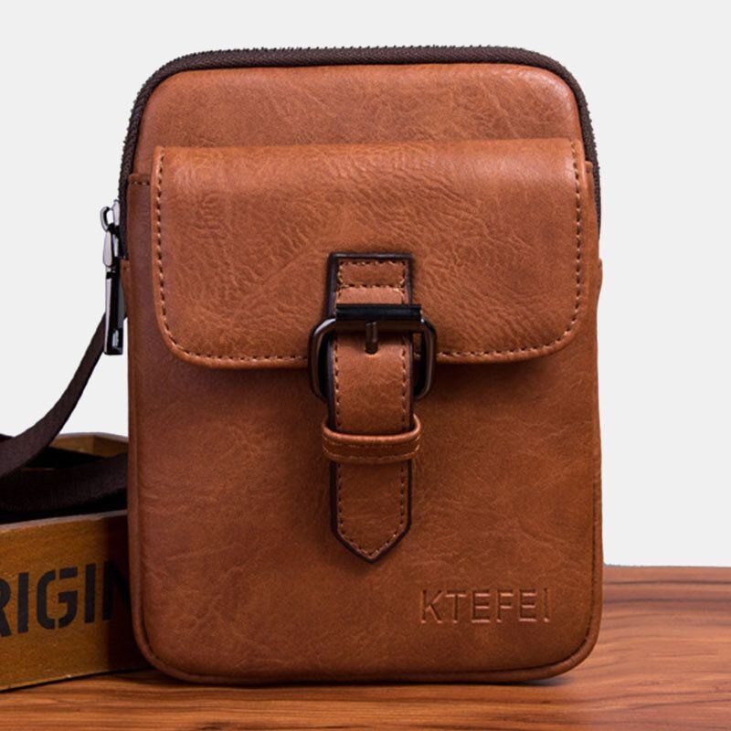 Herre Vintage Imiteret Læder Multifunktion Ensfarvet Crossbody Taske