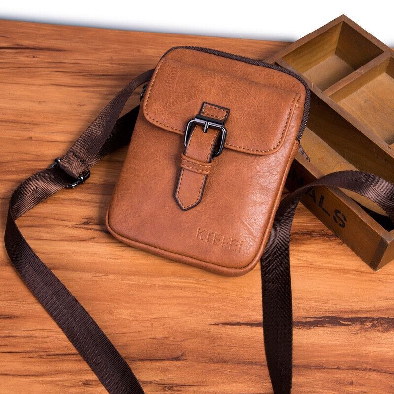 Herre Vintage Imiteret Læder Multifunktion Ensfarvet Crossbody Taske