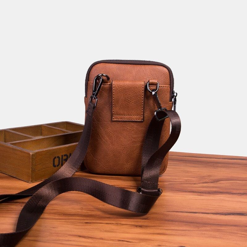 Herre Vintage Imiteret Læder Multifunktion Ensfarvet Crossbody Taske