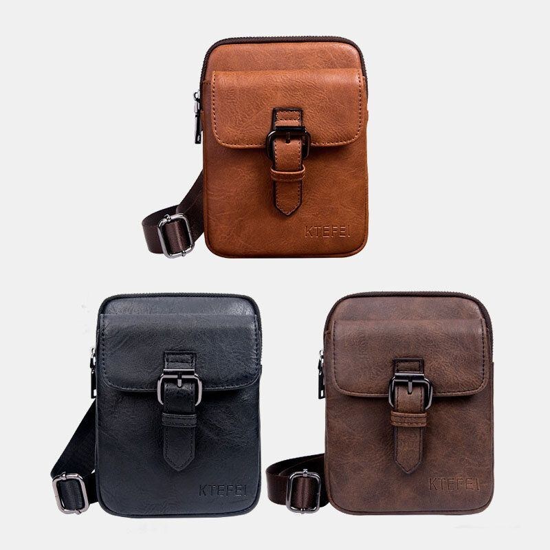 Herre Vintage Imiteret Læder Multifunktion Ensfarvet Crossbody Taske