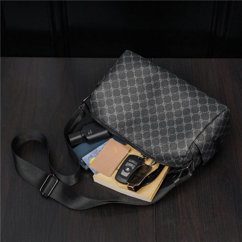 Herre Vintage Large Capacity Crossbody Taske Kunstlæder Multifunktion Skuldertaske