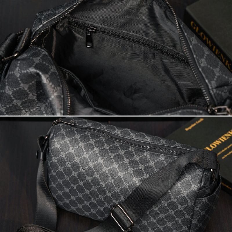 Herre Vintage Large Capacity Crossbody Taske Kunstlæder Multifunktion Skuldertaske