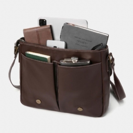 Herre Vintage Large Capacity Multi-pocket Pu Læder Lærertaske Crossbody Taske Brief Skuldertaske