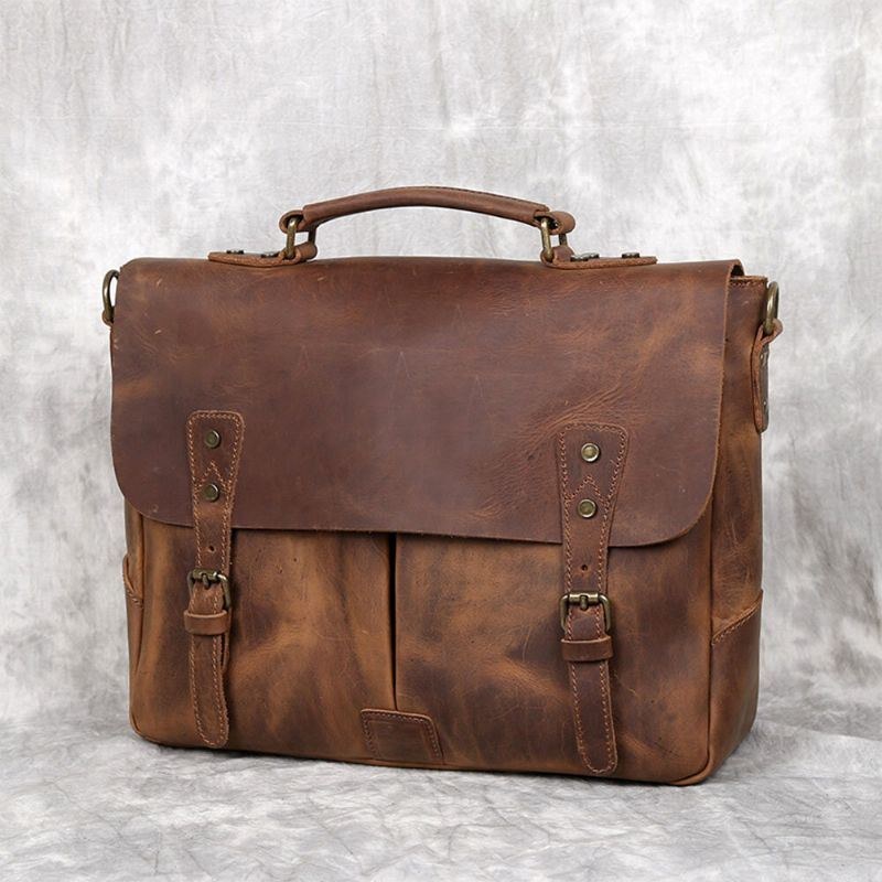 Herre Vintage Multifunktion Stor Kapacitet Business Crossbody Taske Multi-lomme Pu Læder Håndtaske Skulder Messenger Bag