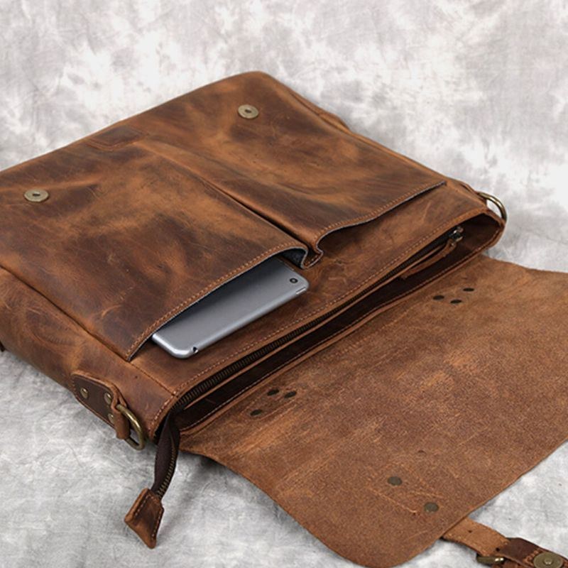 Herre Vintage Multifunktion Stor Kapacitet Business Crossbody Taske Multi-lomme Pu Læder Håndtaske Skulder Messenger Bag