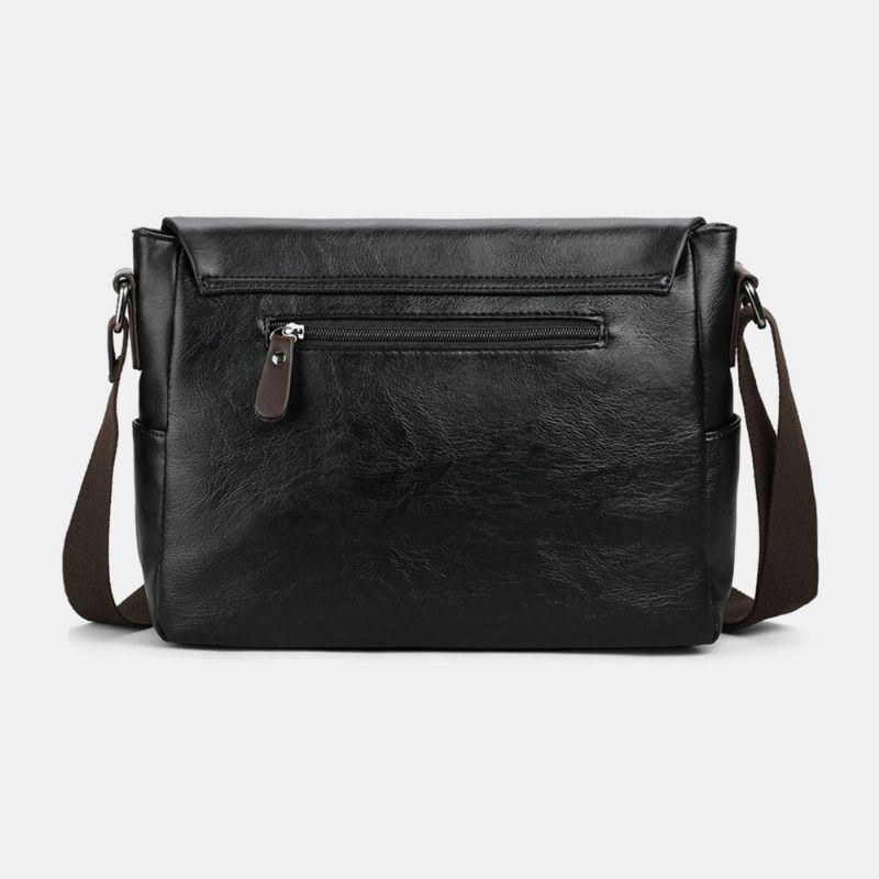 Herre Vintage Pu-læder Multipocket Crossbody-taske Med Stor Kapacitet Skuldertaske