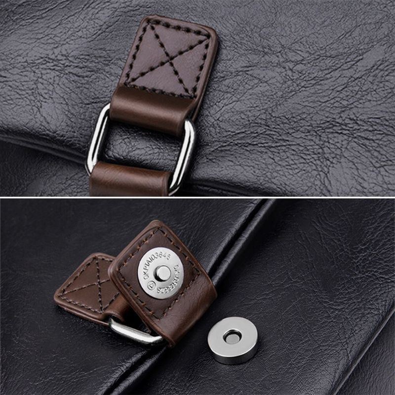 Herre Vintage Pu-læder Multipocket Crossbody-taske Med Stor Kapacitet Skuldertaske