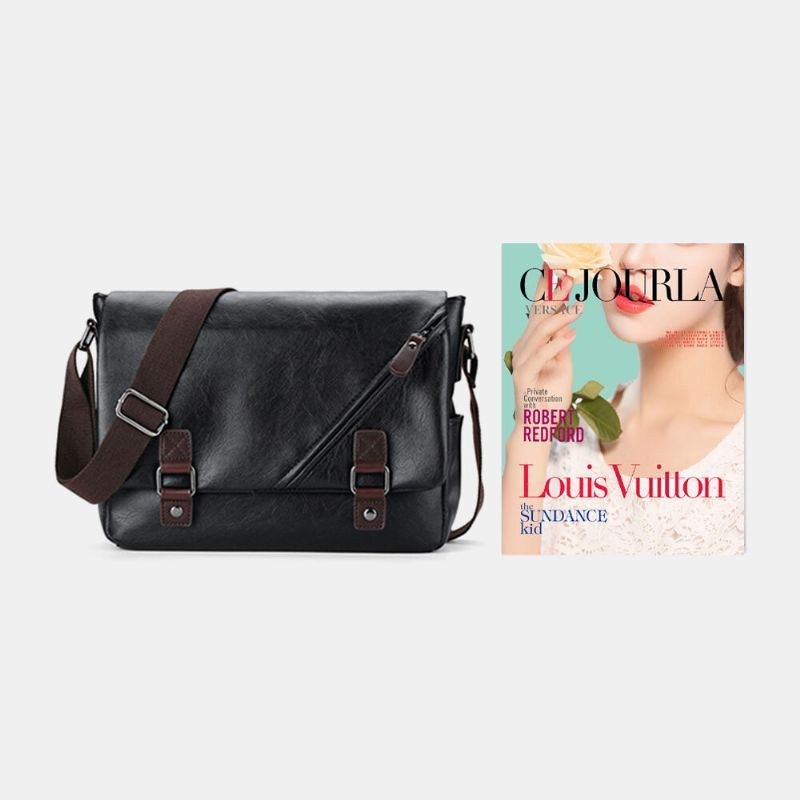 Herre Vintage Pu-læder Multipocket Crossbody-taske Med Stor Kapacitet Skuldertaske