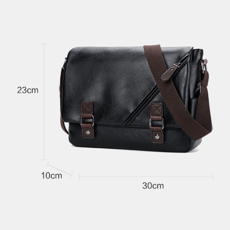 Herre Vintage Pu-læder Multipocket Crossbody-taske Med Stor Kapacitet Skuldertaske