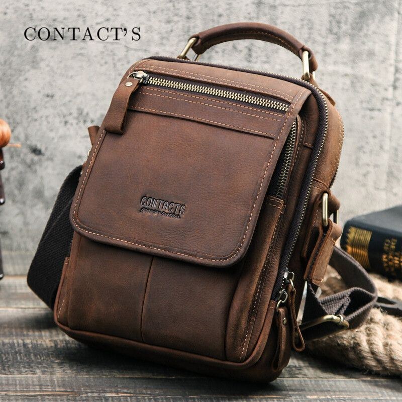 Herre Vintage Retro Ægte Læder Skuldertaske Crossbody Taske