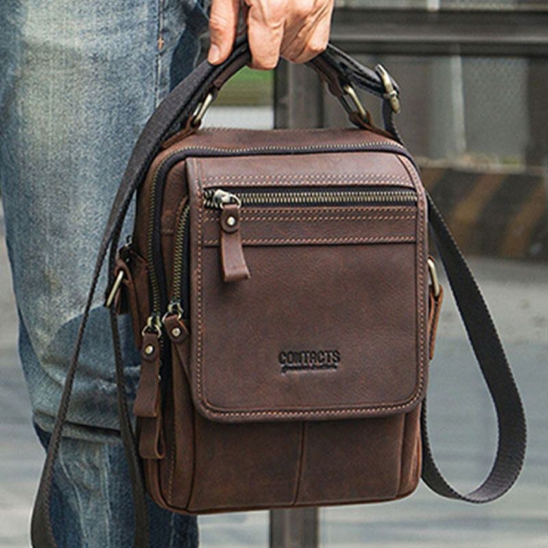 Herre Vintage Retro Ægte Læder Skuldertaske Crossbody Taske
