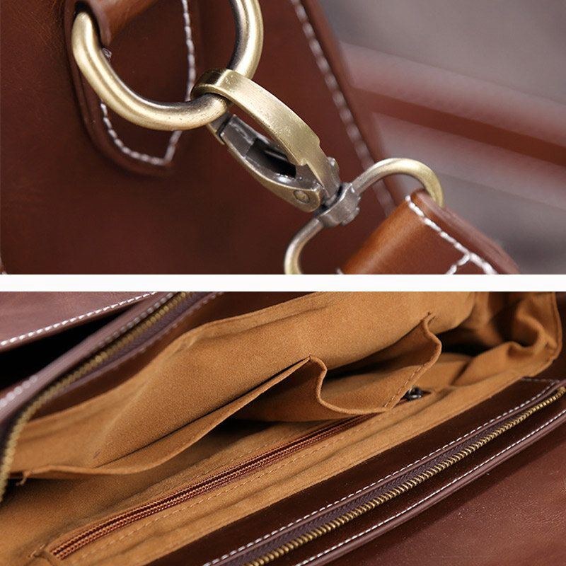 Herre Vintage Vandtæt Slidfast Faux Laether Business Briefcase Crossbody Skuldertaske