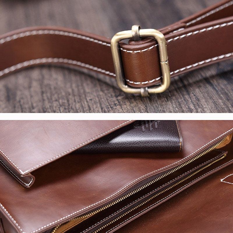 Herre Vintage Vandtæt Slidfast Faux Laether Business Briefcase Crossbody Skuldertaske