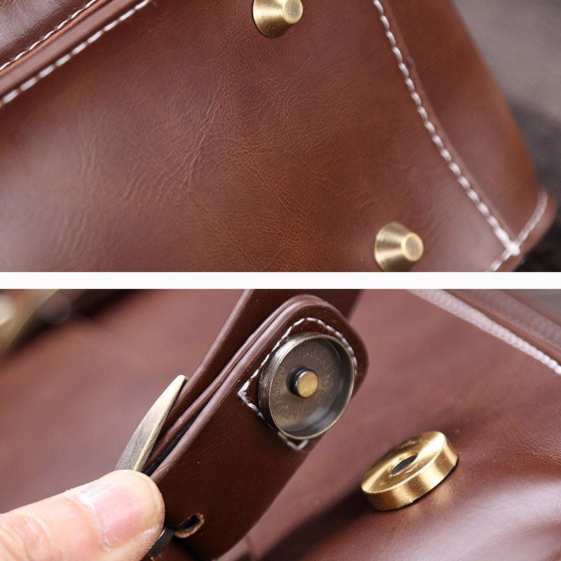 Herre Vintage Vandtæt Slidfast Faux Laether Business Briefcase Crossbody Skuldertaske