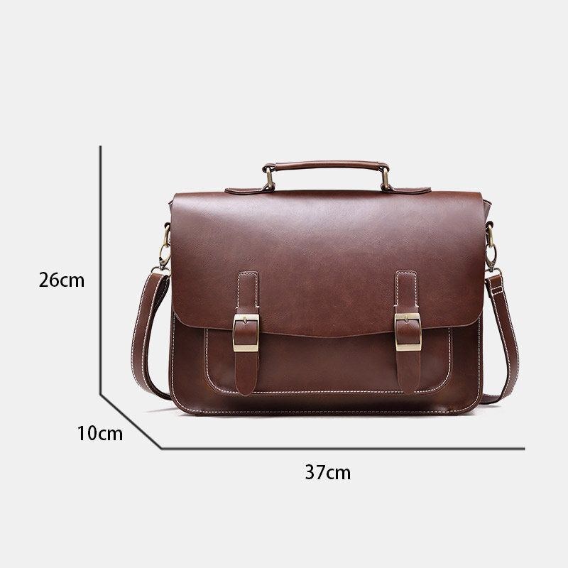 Herre Vintage Vandtæt Slidfast Faux Laether Business Briefcase Crossbody Skuldertaske
