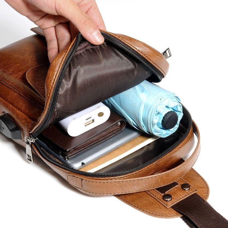 Modetaske I Imiteret Læder Til Mænd Crossbody-taske Brysttaske