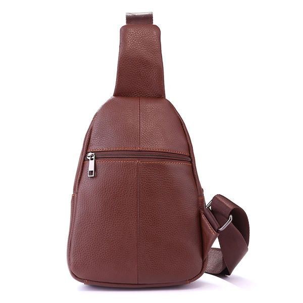 Retro Mænd Casual Outdoor Sport Brysttaske I Ægte Læder Crossbody-taske